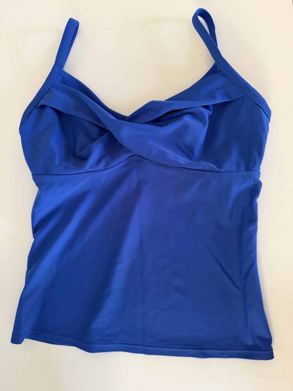 Athleta Swim Tankini Top Womens 36D/DD Royal Blue Twist Spaghetti Straps